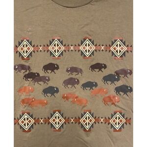 Pendleton Shirt Men S‎ Beige Western Buffalo Tribal Aztec Graphic T Shirt Tee
